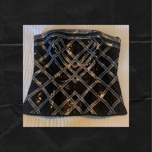 White House Black Market Sequin Strapless Top